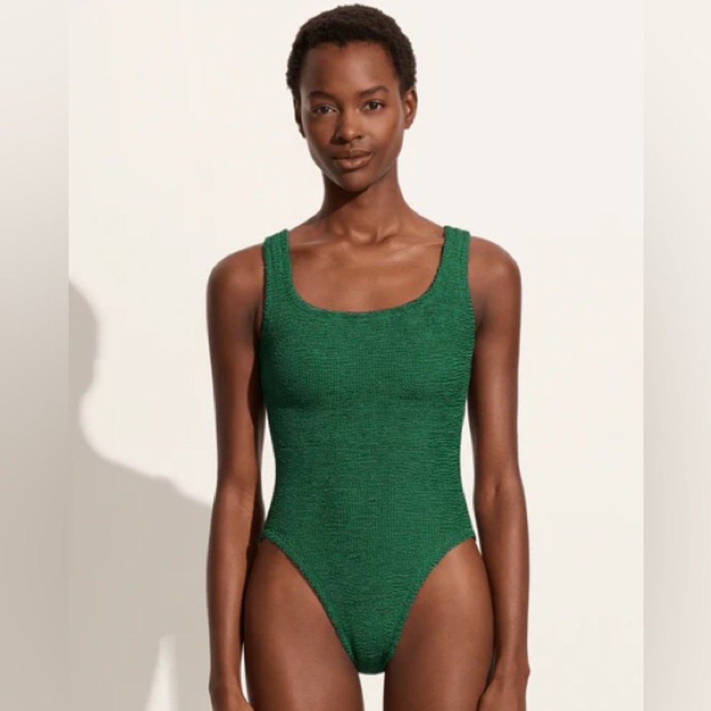 Hunza G Maya swimsuit in metallic forest green. One size NWT